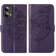 For Motorola Moto G Play 5G 2024 Embossed Butterfly Leather Phone Case(Dark Purple)