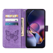For Motorola Moto G Stylus 5G 2024 Embossed Butterfly Leather Phone Case(Purple)
