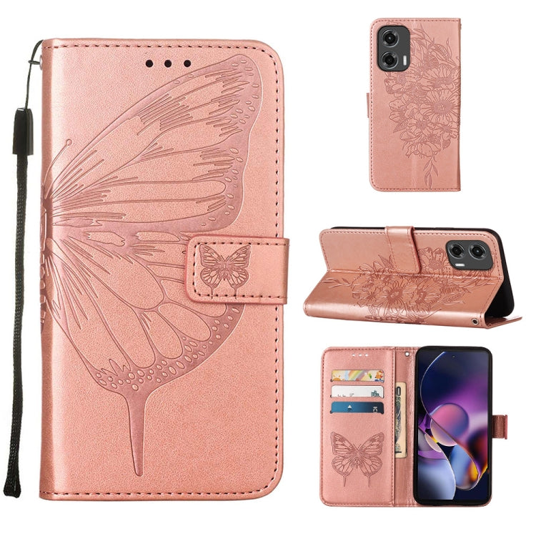 For Motorola Moto G Stylus 5G 2024 Embossed Butterfly Leather Phone Case(Rose Gold) - Motorola Cases by PMC Jewellery | Online Shopping South Africa | PMC Jewellery | Buy Now Pay Later Mobicred