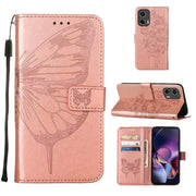 For Motorola Moto G Stylus 5G 2024 Embossed Butterfly Leather Phone Case(Rose Gold)