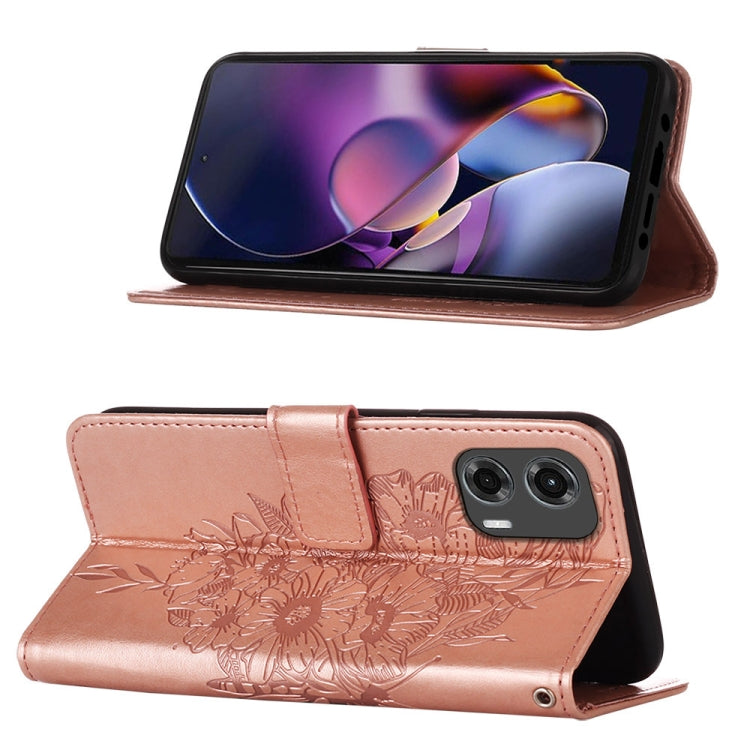 For Motorola Moto G Stylus 5G 2024 Embossed Butterfly Leather Phone Case(Rose Gold) - Motorola Cases by PMC Jewellery | Online Shopping South Africa | PMC Jewellery | Buy Now Pay Later Mobicred