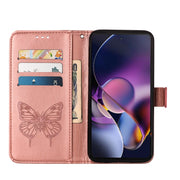 For Motorola Moto G Stylus 5G 2024 Embossed Butterfly Leather Phone Case(Rose Gold)