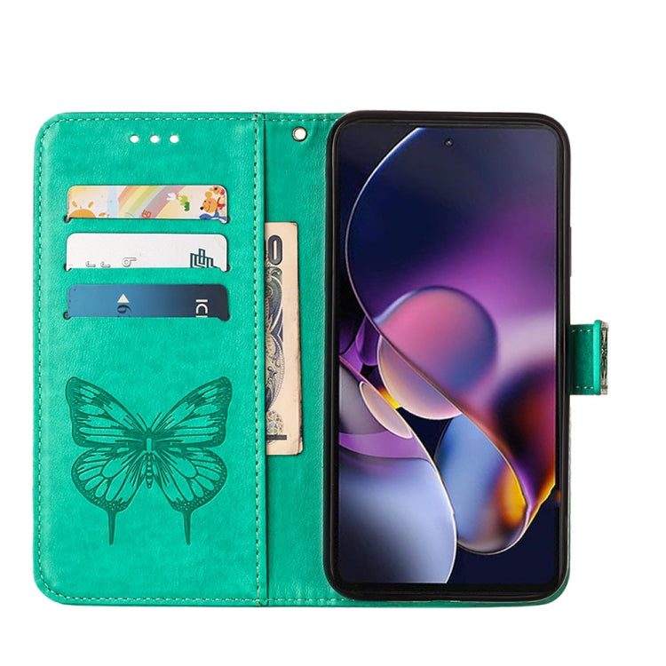 For Motorola Moto G Stylus 5G 2024 Embossed Butterfly Leather Phone Case(Green)