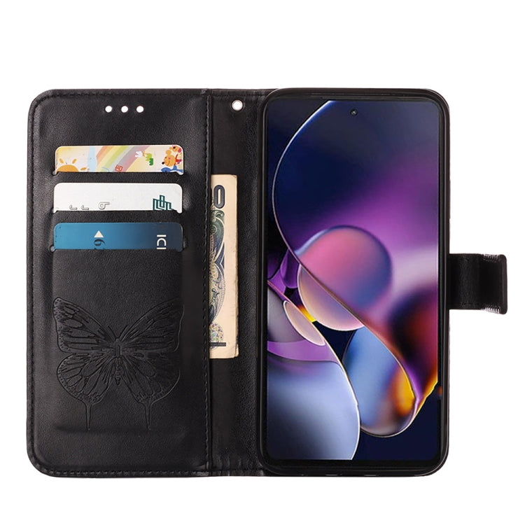 For Motorola Moto G Stylus 5G 2024 Embossed Butterfly Leather Phone Case(Black) - Motorola Cases by PMC Jewellery | Online Shopping South Africa | PMC Jewellery | Buy Now Pay Later Mobicred