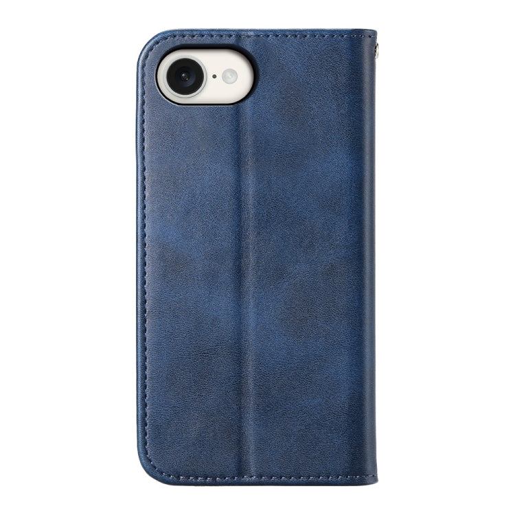 For iPhone 16e Cubic Grid Calf Texture Magnetic Leather Phone Case(Blue) - iPhone 16e Cases by PMC TechLife | Online Shopping South Africa | PMC TechLife | Buy Now Pay Later Mobicred