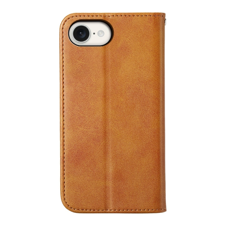 For iPhone 16e Cubic Grid Calf Texture Magnetic Leather Phone Case(Yellow) - iPhone 16e Cases by PMC TechLife | Online Shopping South Africa | PMC TechLife | Buy Now Pay Later Mobicred