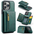 For iPhone 15 Pro Max DG.MING M5 Series Zip RFID Multi Card Detachable Leather Phone Case(Green) - iPhone 15 Pro Max Cases by DG.MING | Online Shopping South Africa | PMC TechLife | Buy Now Pay Later Mobicred