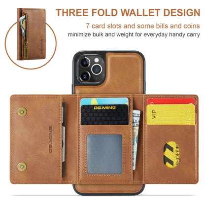 For iPhone 11 Pro Max DG.MING M5 Series Zip RFID Multi Card Detachable Leather Phone Case(Brown) - iPhone 11 Pro Max Cases by DG.MING | Online Shopping South Africa | PMC Jewellery | Buy Now Pay Later Mobicred