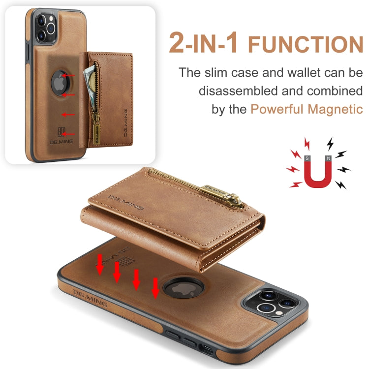 For iPhone 11 Pro Max DG.MING M5 Series Zip RFID Multi Card Detachable Leather Phone Case(Brown) - iPhone 11 Pro Max Cases by DG.MING | Online Shopping South Africa | PMC Jewellery | Buy Now Pay Later Mobicred