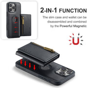 For iPhone 16 Pro Max DG.MING M5 Series Zip RFID Multi Card Detachable Leather Phone Case(Black)