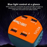 A5B 50W 10 Ports USB Smart Charging Station with Indicator Light(EU Plug)