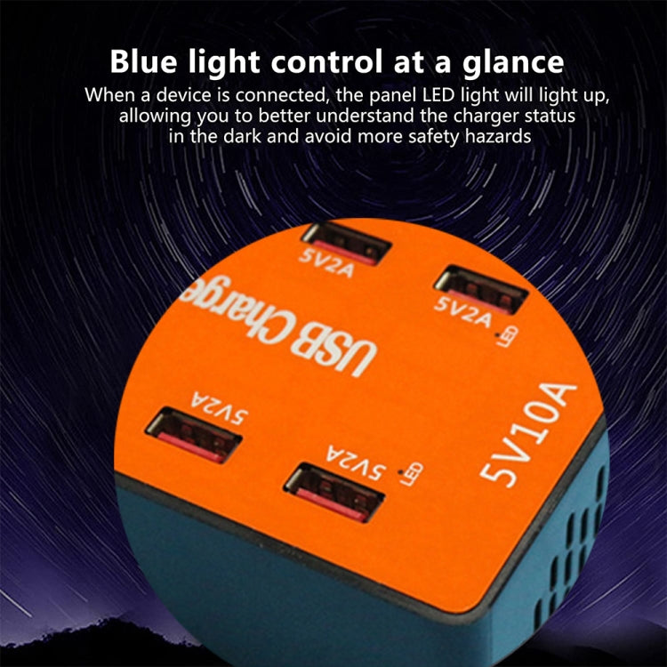 A5B 50W 10 Ports USB Smart Charging Station with Indicator Light(EU Plug)