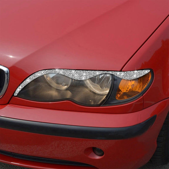 For BMW Series 3 E46 1999-2004 Car Light Eyebrow Soft Style Diamond Decoration Sticker, Left and Right Drive