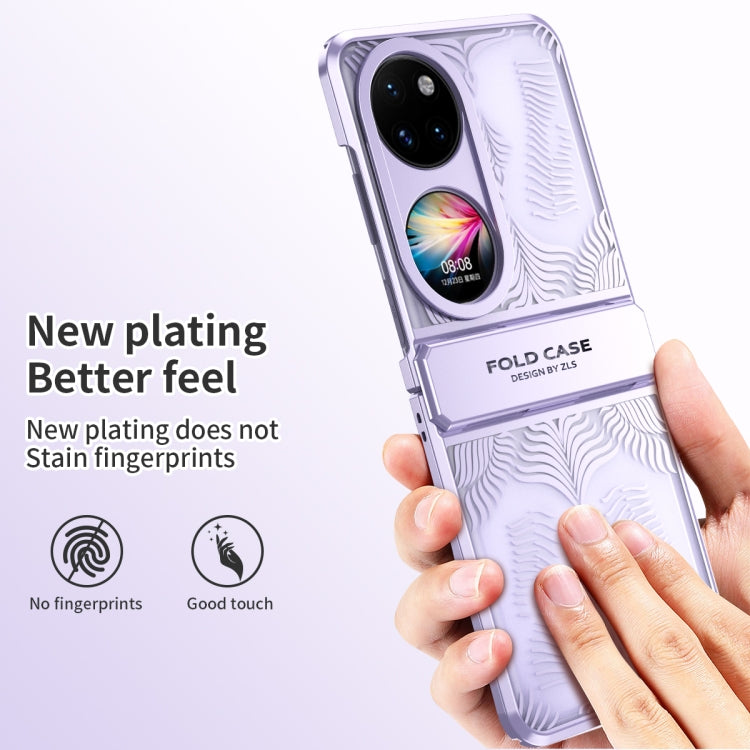 For Huawei P50 Pocket Angel Wings Electroplated Frosted Phone Case(Purple)