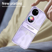 For Huawei P50 Pocket Angel Wings Electroplated Frosted Phone Case(Purple)