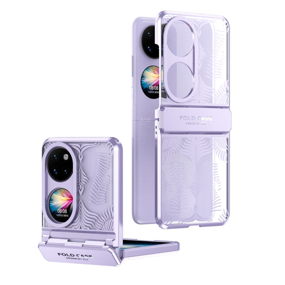 For Huawei P50 Pocket Angel Wings Electroplated Frosted Phone Case(Purple)