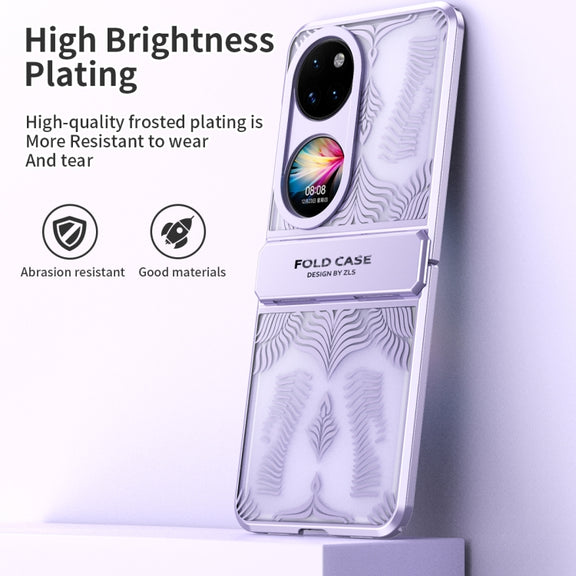 For Huawei P50 Pocket Angel Wings Electroplated Frosted Phone Case(Purple)