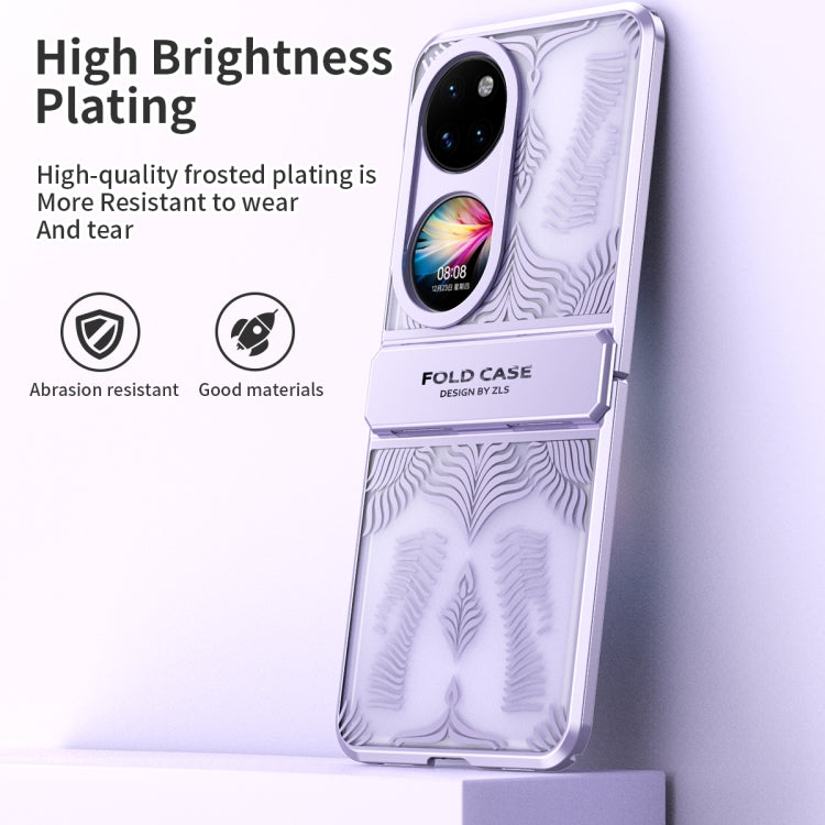 For Huawei P50 Pocket Angel Wings Electroplated Frosted Phone Case(Purple)