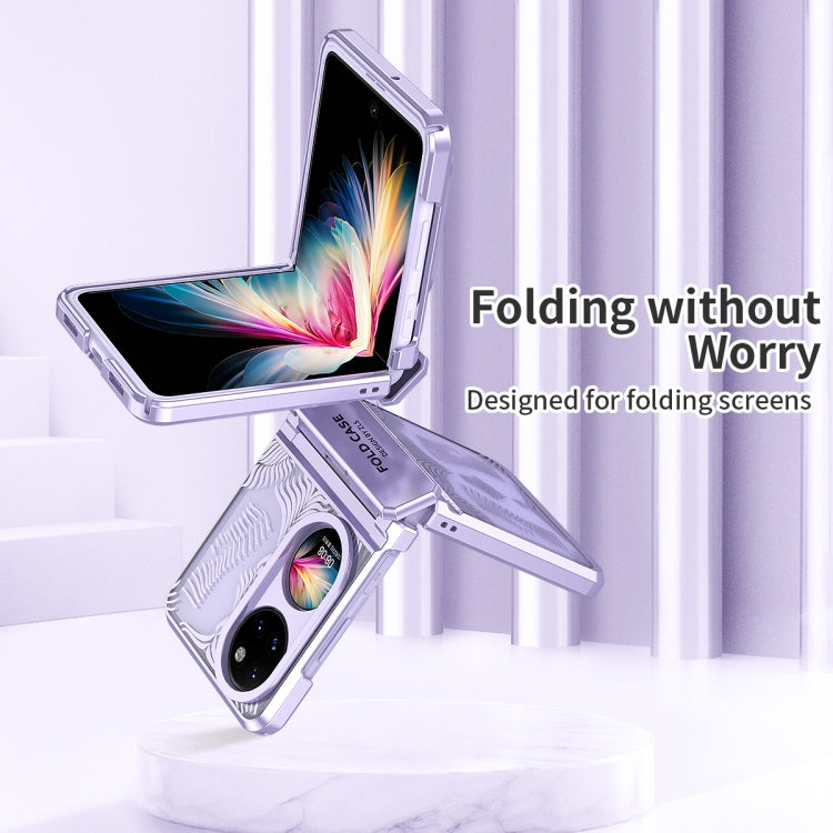 For Huawei P50 Pocket Angel Wings Electroplated Frosted Phone Case(Purple)