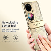 For Huawei P50 Pocket Angel Wings Electroplated Frosted Phone Case(Gold)