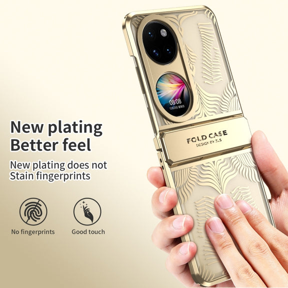 For Huawei P50 Pocket Angel Wings Electroplated Frosted Phone Case(Gold)