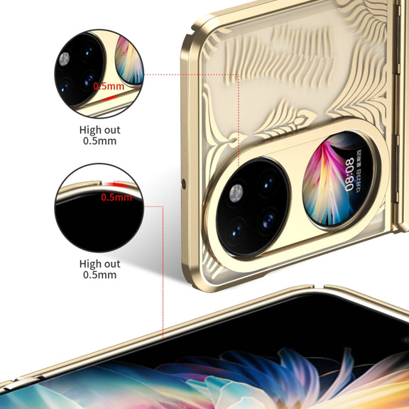 For Huawei P50 Pocket Angel Wings Electroplated Frosted Phone Case(Gold)