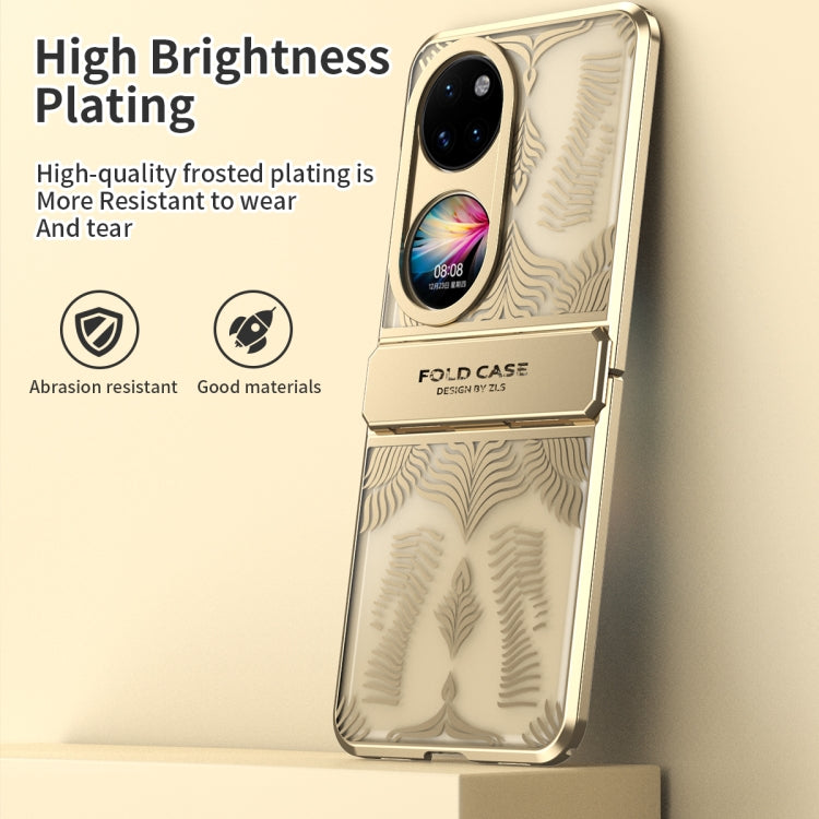 For Huawei P50 Pocket Angel Wings Electroplated Frosted Phone Case(Gold)