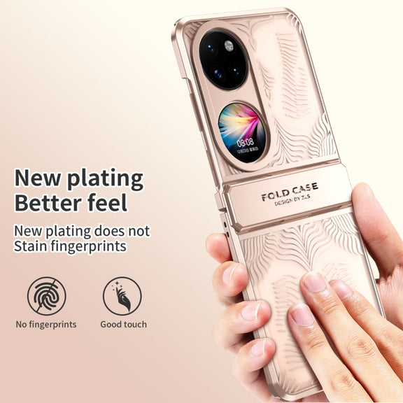 For Huawei P50 Pocket Angel Wings Electroplated Frosted Phone Case(Rose Gold)