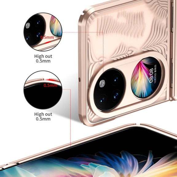For Huawei P50 Pocket Angel Wings Electroplated Frosted Phone Case(Rose Gold)