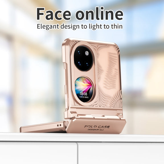 For Huawei P50 Pocket Angel Wings Electroplated Frosted Phone Case(Rose Gold)