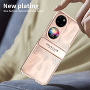 For Huawei P50 Pocket Angel Wings Electroplated Frosted Phone Case(Rose Gold)