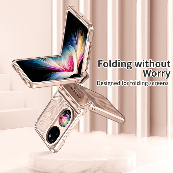 For Huawei P50 Pocket Angel Wings Electroplated Frosted Phone Case(Rose Gold)