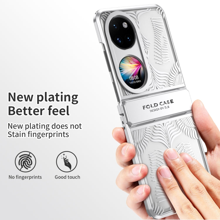 For Huawei P50 Pocket Angel Wings Electroplated Frosted Phone Case(Silver)