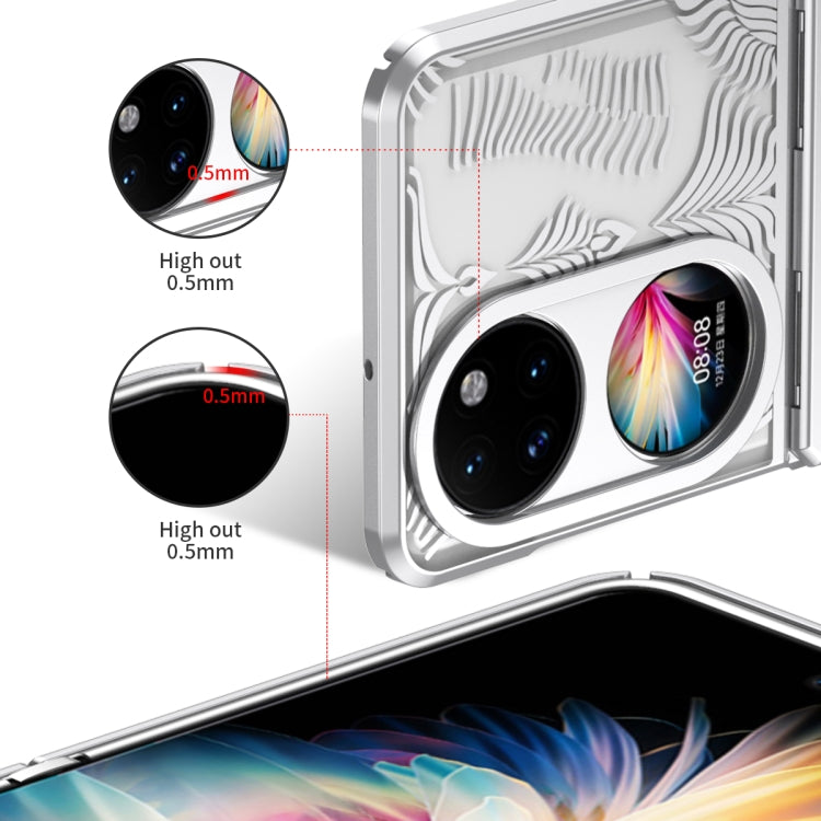 For Huawei P50 Pocket Angel Wings Electroplated Frosted Phone Case(Silver)