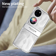 For Huawei P50 Pocket Angel Wings Electroplated Frosted Phone Case(Silver)