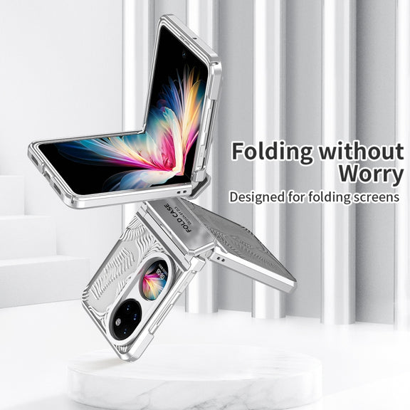 For Huawei P50 Pocket Angel Wings Electroplated Frosted Phone Case(Silver)