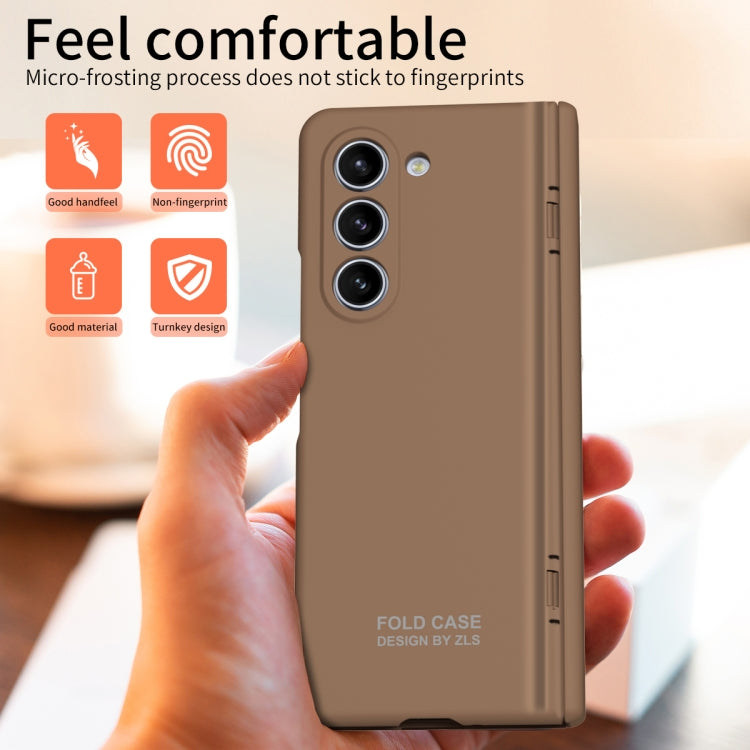 For Samsung Galaxy Z Fold5 Extraordinary Series Hinged Folding Full Phone Case(Coffee) - Galaxy Z Fold5 Cases by PMC TechLife | Online Shopping South Africa | PMC TechLife