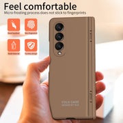 For Samsung Galaxy Z Fold4 5G Extraordinary Series Hinged Folding Full Phone Case with Pen Slot & Stylus(Coffee)