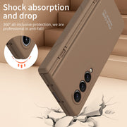 For Samsung Galaxy Z Fold4 5G Extraordinary Series Hinged Folding Full Phone Case with Pen Slot & Stylus(Coffee)