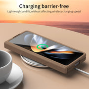 For Samsung Galaxy Z Fold4 5G Extraordinary Series Hinged Folding Full Phone Case with Pen Slot & Stylus(Coffee)