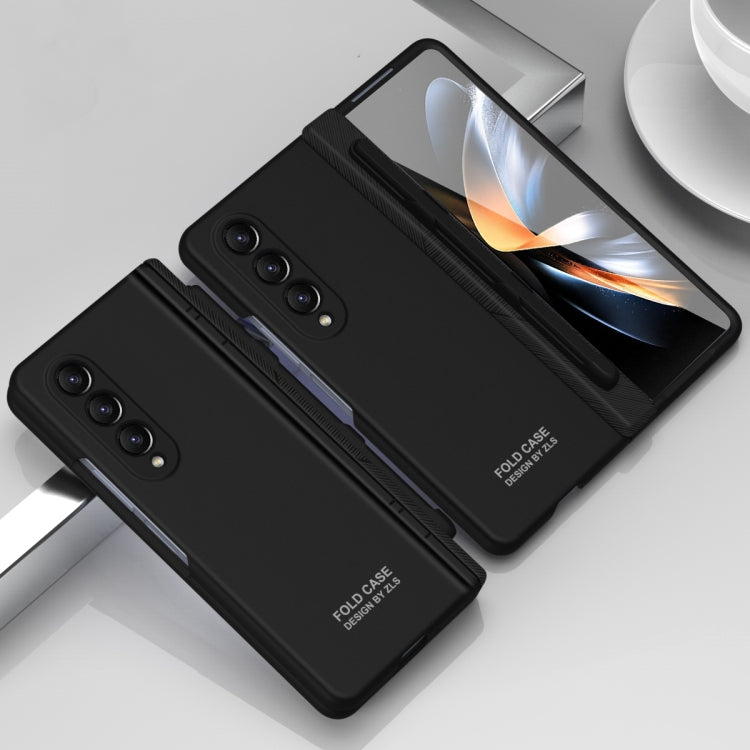 For Samsung Galaxy Z Fold4 5G Extraordinary Series Hinged Folding Full Phone Case with Pen Slot & Stylus(Black) - Galaxy Z Fold4 5G Cases by PMC TechLife | Online Shopping South Africa | PMC TechLife