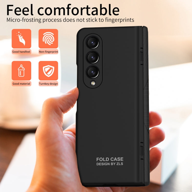 For Samsung Galaxy Z Fold4 5G Extraordinary Series Hinged Folding Full Phone Case with Pen Slot & Stylus(Black)