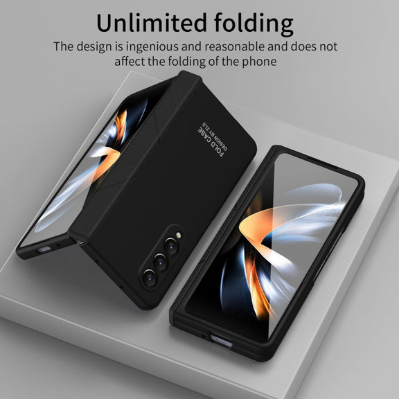 For Samsung Galaxy Z Fold4 5G Extraordinary Series Hinged Folding Full Phone Case with Pen Slot & Stylus(Black)