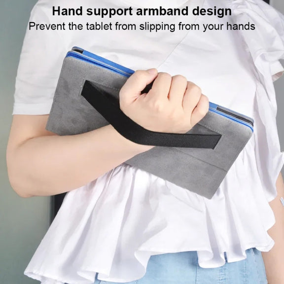For TCL NxtPaper 11 Flower Embossed Leather Tablet Case with Handrest Strap & Pen Slot(Black)