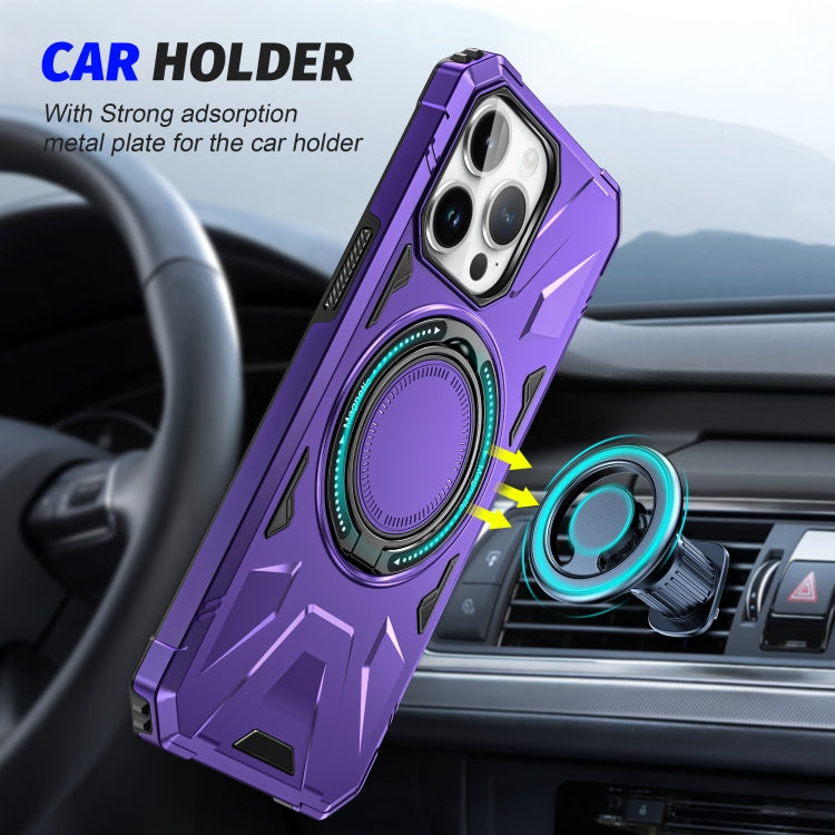 For iPhone 15 MagSafe Magnetic Shockproof Phone Case with Ring Holder(Purple) - iPhone 15 Cases by PMC TechLife | Online Shopping South Africa | PMC TechLife