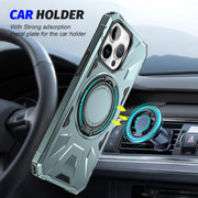 For iPhone 14 Pro MagSafe Magnetic Shockproof Phone Case with Ring Holder(Green)