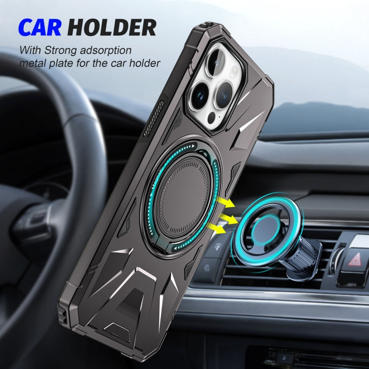 For iPhone 14 Pro MagSafe Magnetic Shockproof Phone Case with Ring Holder(Dark Grey)