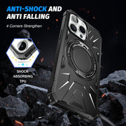 For iPhone 13 Pro Max MagSafe Magnetic Shockproof Phone Case with Ring Holder(Black)