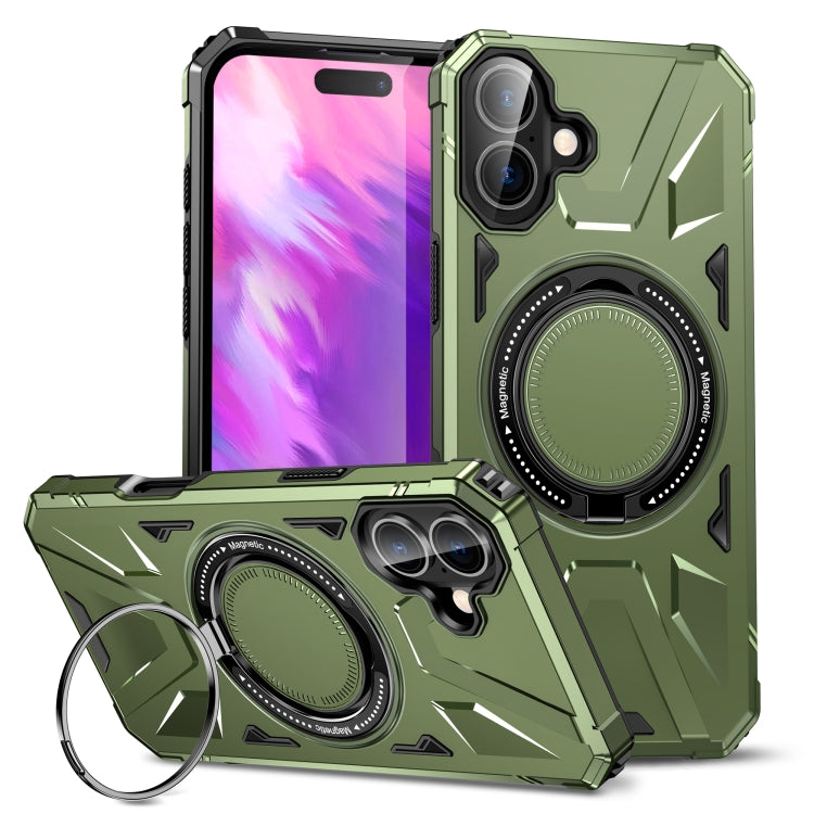 For iPhone 16 MagSafe Magnetic Shockproof Phone Case with Ring Holder(Dark Green) - iPhone 16 Cases by PMC TechLife | Online Shopping South Africa | PMC TechLife | Buy Now Pay Later Mobicred