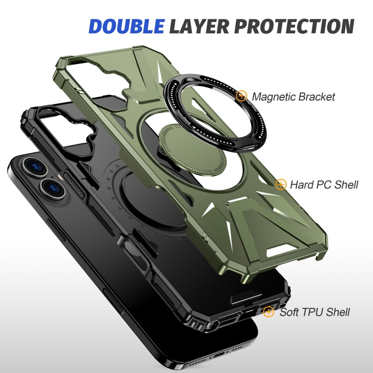For iPhone 16 MagSafe Magnetic Shockproof Phone Case with Ring Holder(Dark Green) - iPhone 16 Cases by PMC TechLife | Online Shopping South Africa | PMC TechLife | Buy Now Pay Later Mobicred